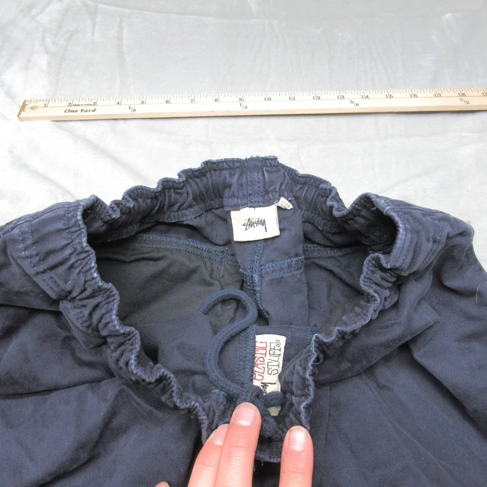 Stussy Baggy Pants Men? Large Blue Elastic Classic Stuff Relaxed‎ Casual 28x2?